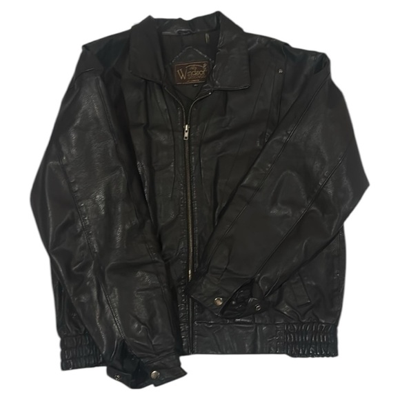Windsor leather vintage motor biker gothic jacket SIZE 46/XXL - Picture 1 of 12